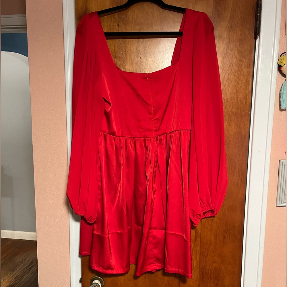 Boohoo Satin Sheer Longsleeve Mini Dress - Picture 6 of 8